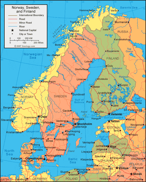 Mapa da Noruega e imagem de satélite